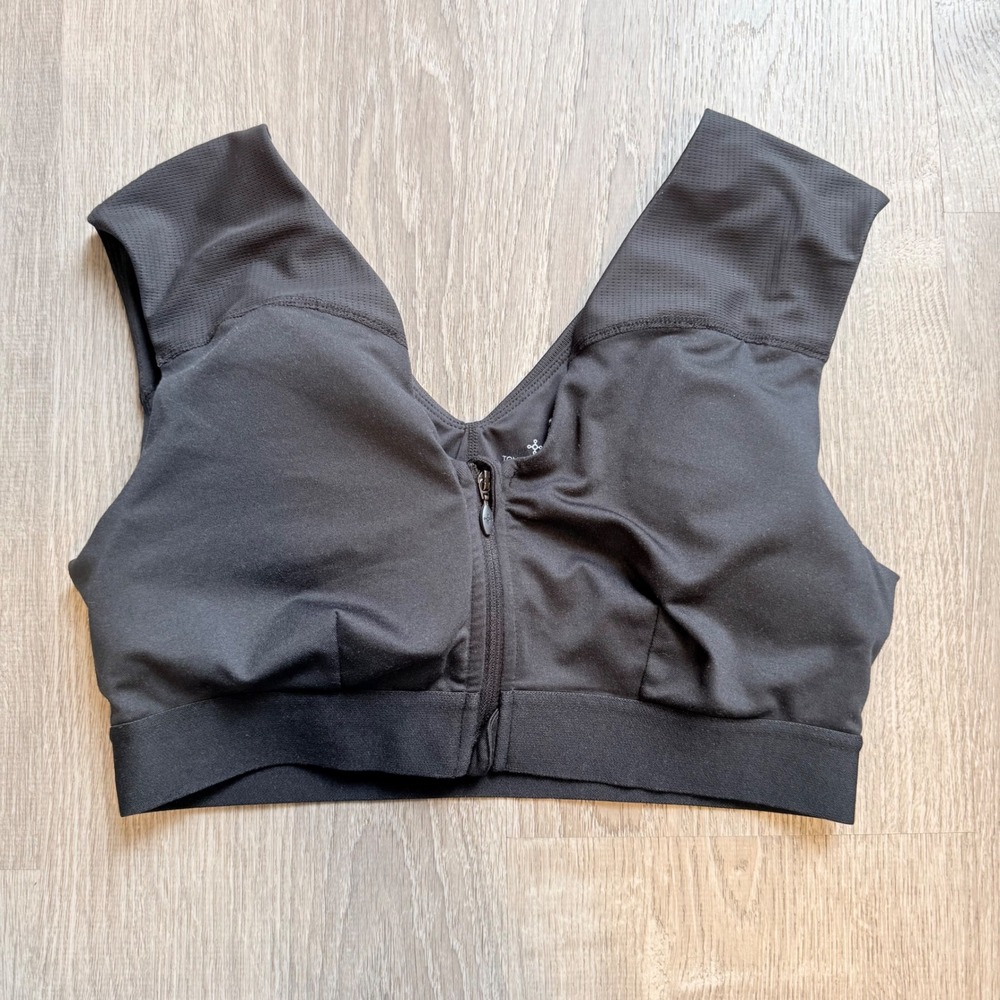 Tommie Copper Shoulder Support Bra Black Front Zip Posture Compression Large